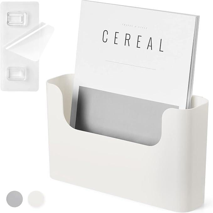 YOHOM No Drilling File Holder Wall Mails Magazines Organizer Adhesive Door Mount, Single Pocket(WHITE, 1 PCS) by Yohom