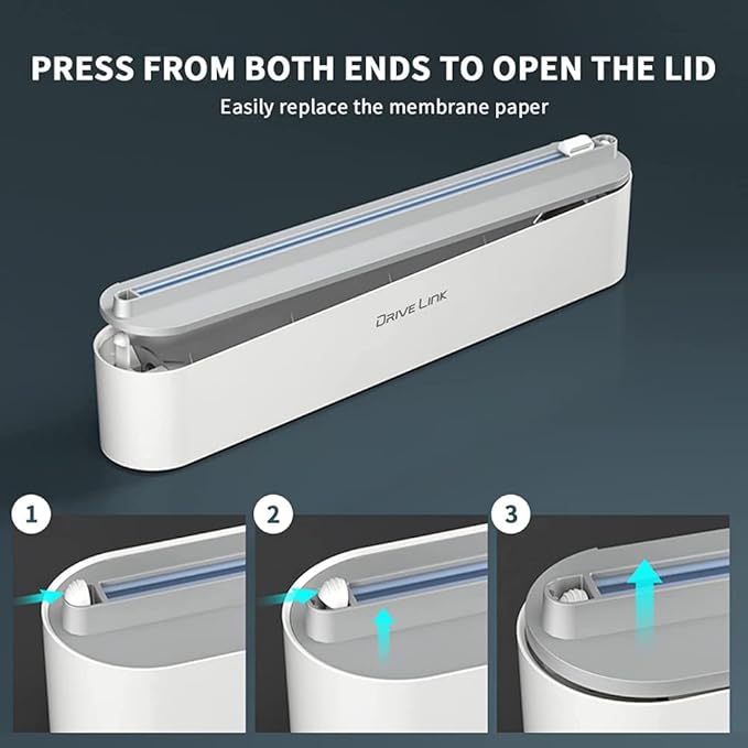 Refillable Magnetic Plastic Wrap Dispenser With Slide Cutter, Sturdy Food Cling Film Cutter, Press and Seal Wrap, 12" x 328' Roll BPA Free - Image 6