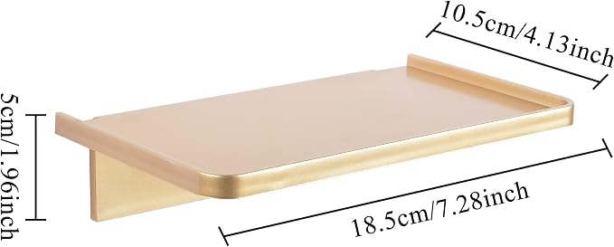 Stick-on Wall Shelf - Small Wall Mounted Adhesive Clear Acrylic Shelf Phone Holder Shelves Wipes Rack for Bathroom,Kitchen,Toilet,Office - Gold - Image 2
