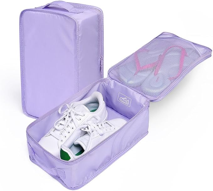Travel Shoe Bags, Foldable Waterproof Shoe Pouches Organizer-Double Layer (2+2 Purple Shoebags) - Image 5