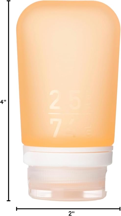 humangear GoToob+ (Medium) | Refillable Silicone Travel Bottle | Locking Lid | Food-Safe Material | Orange, Medium (2.5 fl.oz.; 74ml) | Refillable & Leak-Proof Silicone Travel Size Bottles with Locking Cap for Toiletries, Camping & TSA Carry-On - Image 7