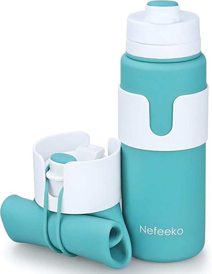 Nefeeko Collapsible Water Bottle, BPA Free 26oz Silicone Water Bottles | Foldable Water Bottles for Travel Sports, Leak-Proof Spill-Proof Portable Water Bottle with Carabiner, Lightweight by Nefeeko