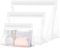 Clear Makeup Bag - TSA Approved Toiletry Bag, 1L+1M+1S, White | Food-Grade PEVA, Leakproof & Sealed, Reusable, Flat Bottom, Small & Medium Quart Carry-On, Large Checked-Luggage for Travel by Packism