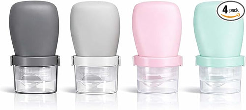 1 oz Silicone Travel Bottles, Leakproof Squeeze Bottle Mini Travel Size Container for Toiletries Lotion Shampoo and Conditioner Liquid Salad Dressing to go Condiment, TSA Approved, 4 Pack by WXOIEOD
