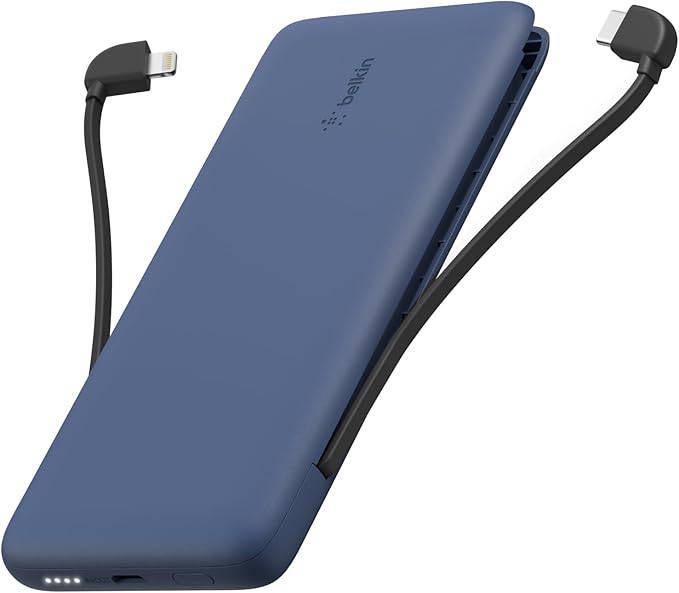 Belkin 10K 23W Portable Charger Power Bank, Integrated USB C and LTG Cables | Fast Charging, iPhone 17, Samsung Galaxy, Pixel, Airpods, iPad, Battery Pack, USB C Port, USB C Cable, Lightning Cable by Belkin