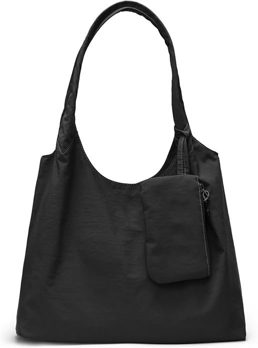 Women's Nylon Tote Bag with Zipper for Work - Medium Lightweight Soft Slouchy Hobo Bag for Women,Shoulder Handbag & Purse by XZYLYFlagship