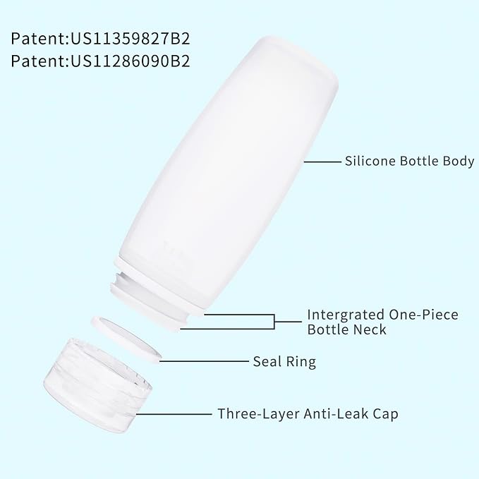 Silicone Travel Bottles for Toiletries TSA Approved Travel Size Containers Set 4 Pack Portable Leak Proof Refillable Cosmetic Squeeze Bottles Shampoo Hair Conditioner Body Lotion Bath Shower Gel - Image 2