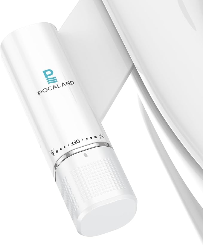 Ultra-Slim Bidet Attachment, Posterior&Feminine Wash-(Retractable Dual Nozzles), Non-Electric Bidet Attachment for Toilet Seat, Adjustable Fresh Cold Water Pressure, Stainless Steel Inlet (White) by POCALAND