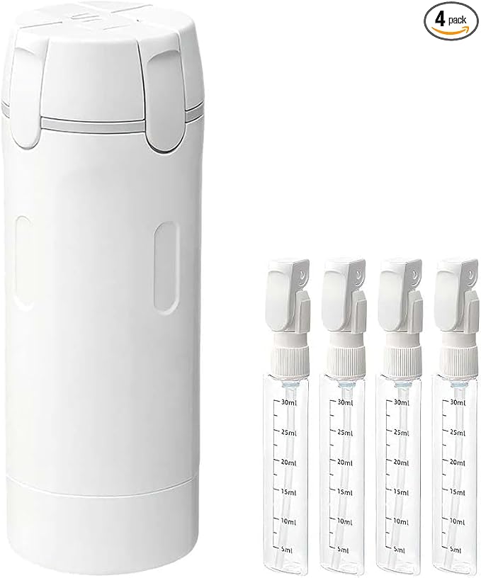 EdenEcho 4 in 1 Travel Dispenser, 4 Pack 30ML/1OZ Travel Bottles with Stickers for Toiletries, Leak Proof Travel Size Containers, Portable for Shampoo Lotion Conditioner Cream White by Unknown