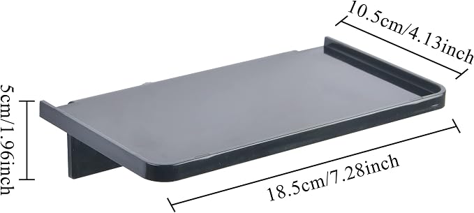 Stick-on Wall Shelf - Small Wall Mounted Adhesive Clear Acrylic Shelf Phone Holder Shelves Wipes Rack for Bathroom,Kitchen,Toilet,Office - Black - Image 2