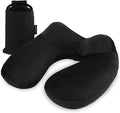 Inflatable Travel Pillow, Soft Velvet Inflatable Neck Pillow for Traveling, Airplanes, Train, Car, Office with Compact Bag, Breathable Washable Cover, Suit for Adults Sleeping - Black by UROPHYLLA