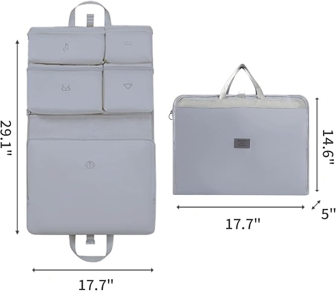 7-in-1 Travel Storage Bag, Foldable Hanging Packing Cube with Compartments for Clothes, Gray - Image 2