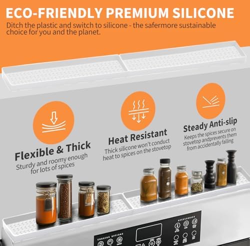 BFONS 30 Inch Silicone Magnetic Stove Top Shelf, Kitchen Over Stove Spice Rack Shelf Apartment Home Must Haves Kitchen Gadgets for Above Stovetop Seasoning Organization Storage (White) - Image 6