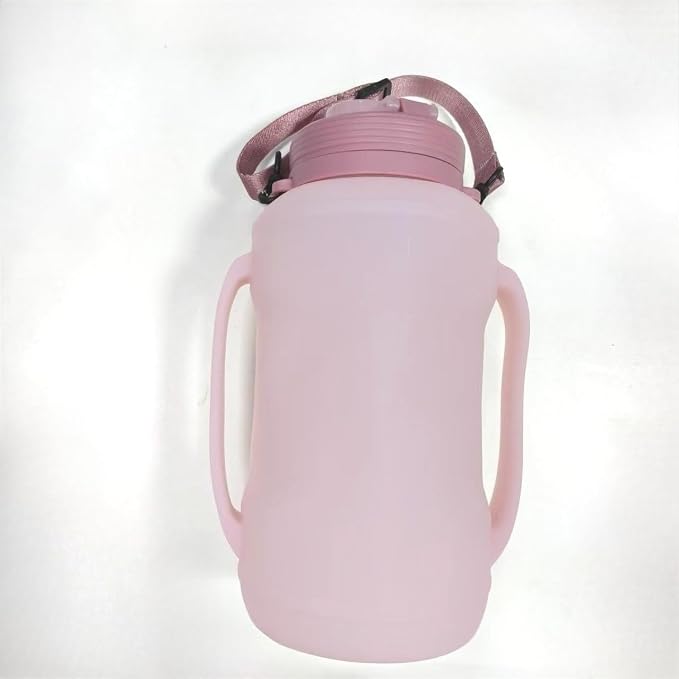 64oz Collapsible Silicone Water Bottle with Straw, BPA-Free,Foldable Water Jug with Handle for Gym, Hiking, Camping,Fishing (Pink) - Image 4