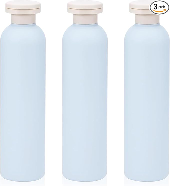 3Pcs 8.8oz Flip Top Squeeze Bottles,Reusable and Refillable Leak Proof Travel Bottles,For Lotions,Facial Creams,Shampoos,Hair Conditioner (Blue) by Harewu
