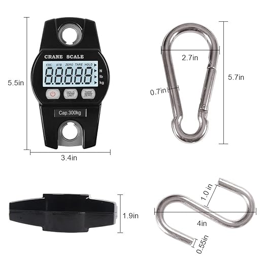 Fuzion Hanging Scale 660LB - Heavy Duty Crane Scale with Aluminum Body | Stainless Steel Hook, Hold/Tare Function, Large Display, Digital Hanging Scales for Weighing Animals, Hays, Fish, Luggage - Image 7