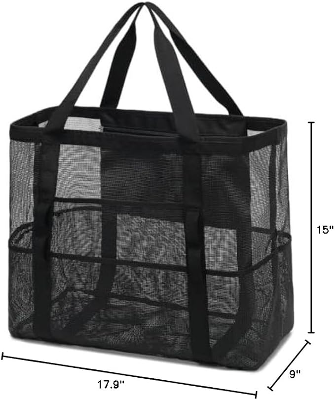 Fammart Mesh Beach Bag for Women, Large Beach Toy Pool Bag with Zipper Pocket, SandProof Cruise Essentials 2026 Family Travel - Image 9