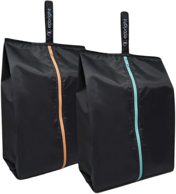 Ecoright Shoe Bags for Travel, Set of 2, 100% Recycled Water-Resistant Zipper Pouch Bags, Shoe Bags for Storage, Travel Essentials for Men & Women by EcoRight