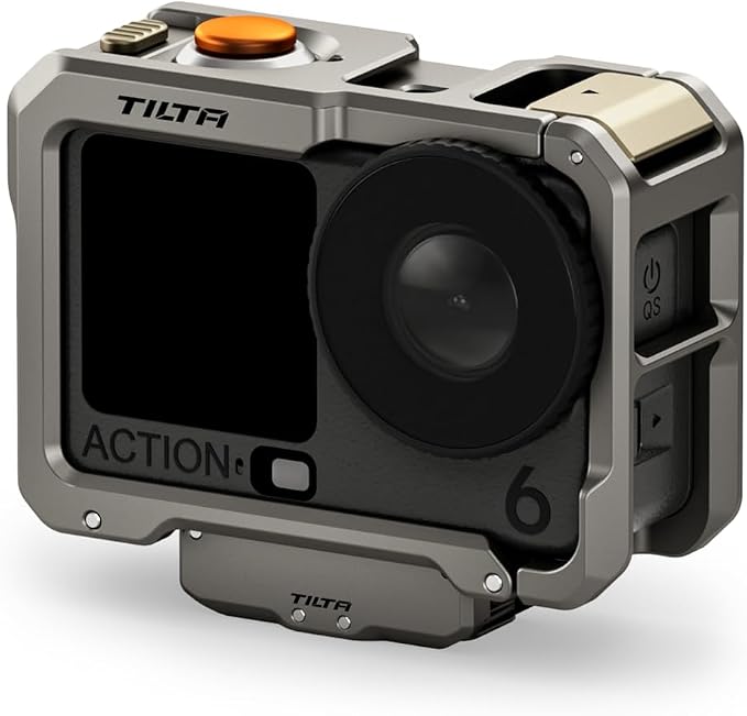 Tilta Camera Cage Base Kit Compatible with DJI Osmo Action 6 | Magnetic Quick Release Baseplate Included | 1/4"-20 Thread with Locating Points | Cold Shoe Receiver | Button Extension | Titanium Gray | Full camera cage with magnetic baseplate and cold s... by Tilta
