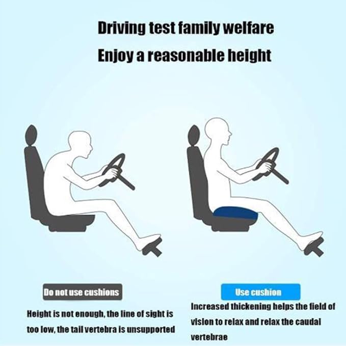 Srutirbo Car Booster Seat Cushion Raise The Height for Short People Driving Hip (Tailbone) and Lower Cack Fatigue Relief Suitable for Trucks, Cars, SUVs, Office Chairs, Wheelchairs (Black and Gray) - Image 3