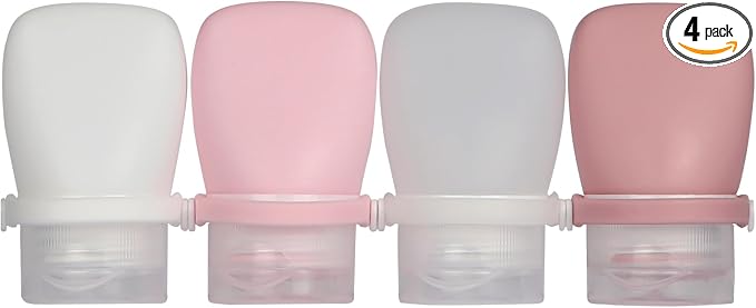 1oz Silicone Travel Bottles, Leak-Proof TSA Approved 4-Pack | Refillable Reusable Squeeze Toiletry Containers, for Shampoo Body Wash Lotion, Mini Travel Size, BPA Free, Easy Clean by Unknown