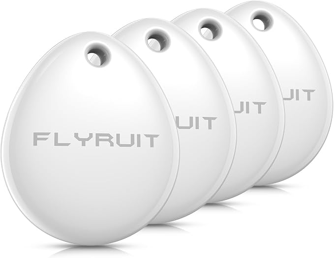 Air Tracker Tags-4 Pack, iOS Only, Apple Find My Certified, Luggage Tracker | Smart Bluetooth Tracking, Key Finder Items Locator for iPhone, Travel Cruise Essentials, Wallet, Backpack, Car, Bike by Flyruit
