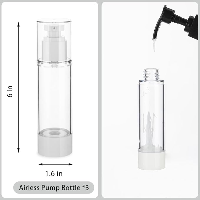 2.7OZ/80ML Clear Airless Pump Bottles, Lotion Dispenser Travel with Pump, Vacuum Plastic Travel Size Lotion Bottle for Foundation, Creams, Cosmetic(3 Pack) - Image 2
