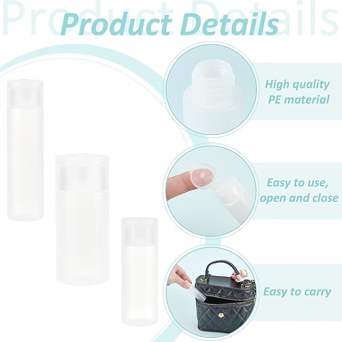 BENECREAT 10Pcs 12ml/18ml/30ml Travel Bottles Plastic Toiletry Bottles Flip Cap Squeeze Sample Bottle Containers for Makeup Lotion Emulsion Foundation Shampoo Packing - Image 4