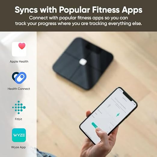 Wyze Smart Bathroom Scale & Body Analyzer, Bluetooth, 400 lbs, Black | Tracks 12 metrics, Crisp LED Display, Sync with Fitness Apps, Heart Rate Tracking, Auto-Recognition & Sharing - Image 4