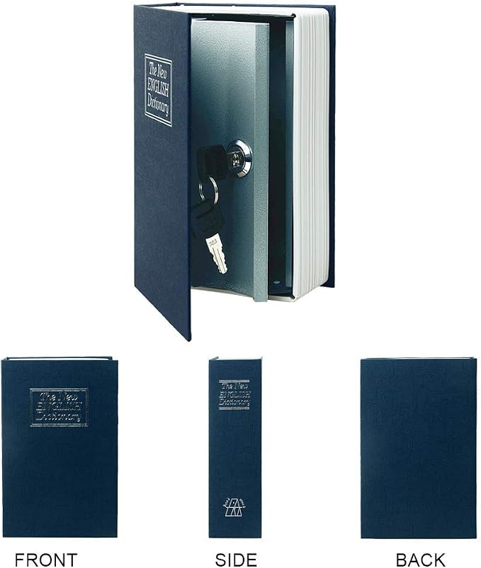 Diversion Book Safe Storage Box (9.5"×6"×2.2"), Dictionary Secret Safe Can with Security Key Lock, Diversion Book Hidden Safe (Blue dictionary,Key) - Image 3