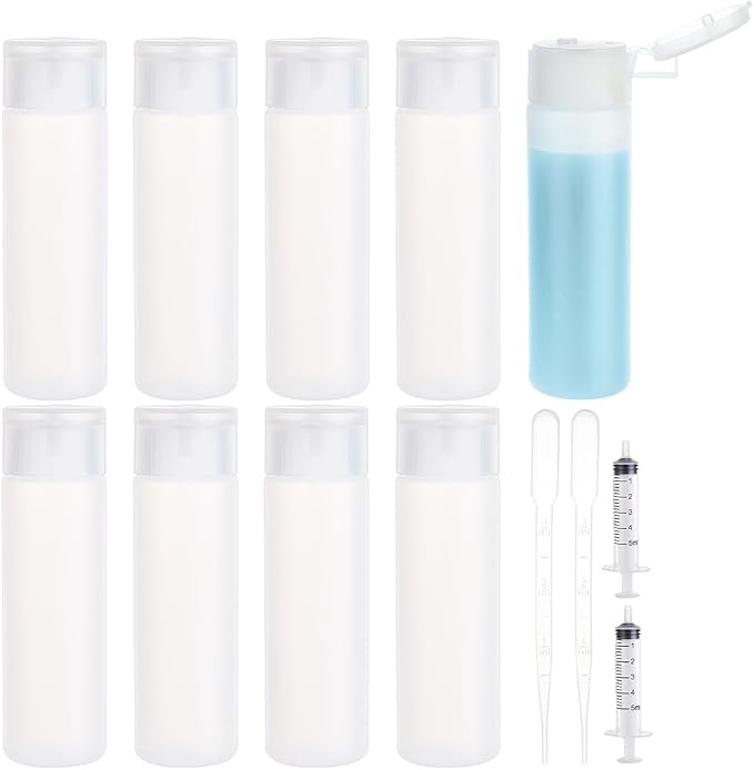 BENECREAT 8 Pack 50ml 1.7oz Clear Squeezable Plastic Sample Flip Cap Bottle Refillable Travel Containers for Makeup Cosmetic Toiletries Liquid by BENECREAT