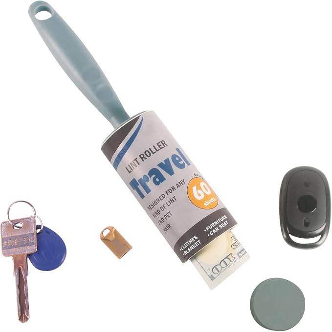 Keep Your Secret- Lint Roller for Diversion Safe-Hidden Compartment for Keys, Cash and Valuables(Grey) - Image 3