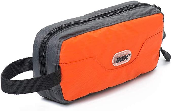 GOX Travel Small Toiletry Bag for Men Nylon Dopp Kit Medicine Bag Travel Organizer Pouch Shave Kits for Teens Toiletry Essentials Bathroom Compact (Orange, 7.9 * 3.7 * 2 Inches) by GOX