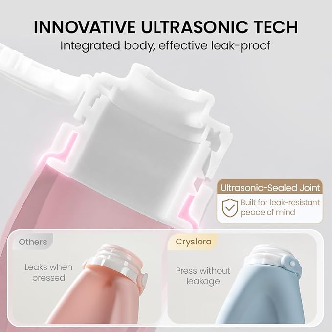 Silicone Travel Bottle Sets for Toiletries, TSA Approved Size | Ultrasonic, Leak-Proof, Squeezable, Refillable, Sets with Labels, For toiletries, Silicone - Image 3