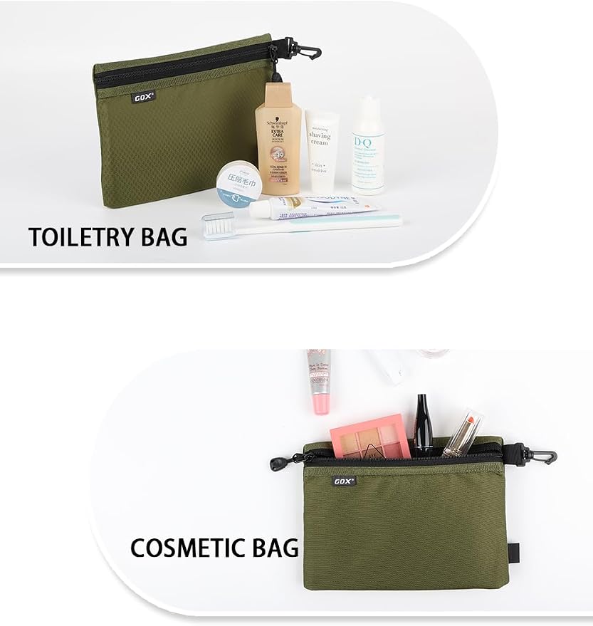 GOX Small Toiletry Bag for Men Bulk Cosmetic Bag Dopp Kit Carry On Zipper Pouch Organization Nylon Small Packing Sack Waterproof (Dark Green) - Image 6