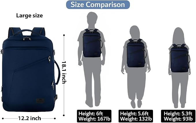 MATEIN Backpack for Travel, 27L Waterproof Carry on Backpack for Men Women | Fit Overhead Bin, Convertible Work Daypack with 2 Handles, Hiking Daypack for Outedoor Sport, Anti- Theft, Travel Gifts - Image 3