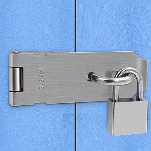 Door Hasp Padlock Latch, 4 Inch Stainless Steel Safety Clasp Hasp Lock Latch, Extra Thick Door Gate Lock Hasp with Screws, Polished Finish 2 Pack - Image 2