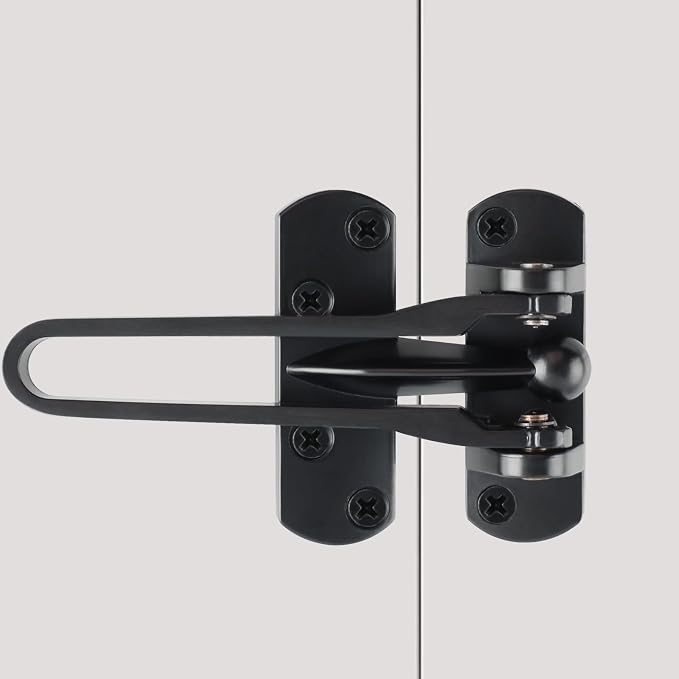 Alise Swing Bar Door Lock,Door Lock for Front Doors and Inside Doors,Black | Security Door Guard Latch for Kids Safety Home Security,Hotel Latch Lock Front Door Child Lock by Alise