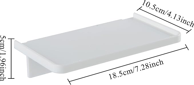 Stick-on Wall Shelf - Small Wall Mounted Clear Acrylic Wonder Shelf Phone Holder Shelves Wipes Rack for Bathroom,Kitchen,Toilet,Office - White - Image 2
