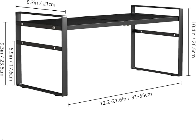 Expandable Cabinet Shelf Organizer Riser for Kitchen Pantry Cupboard Under Sink Countertop,Kitchen Cabinet Shelf 8.3’’D * 12.2-23.6’’W * 10.4’’H - Image 2