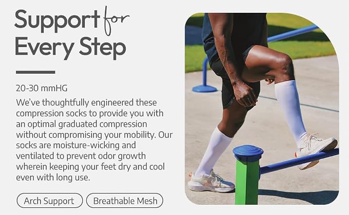 Compression Socks for Men and Women, 20-30 mmHG, Graduated Compression for Flight, Travel, Sports, Pregnancy, Running - Image 4