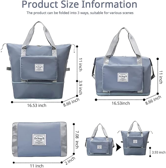 Large Capacity Foldable Travel Bag, Expandable Waterproof Carry on Bag, Dry and Wet Separation Spor Duffel Bags - Image 4