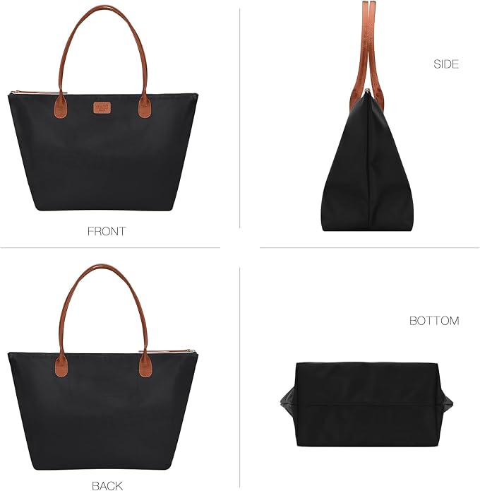 GAYI URBAN Nylon Tote Bag for Women, Large Foldable Weekend Hobo Purses for Women, Shoulder Tote Handbags with Zipper | Nylon - Image 3