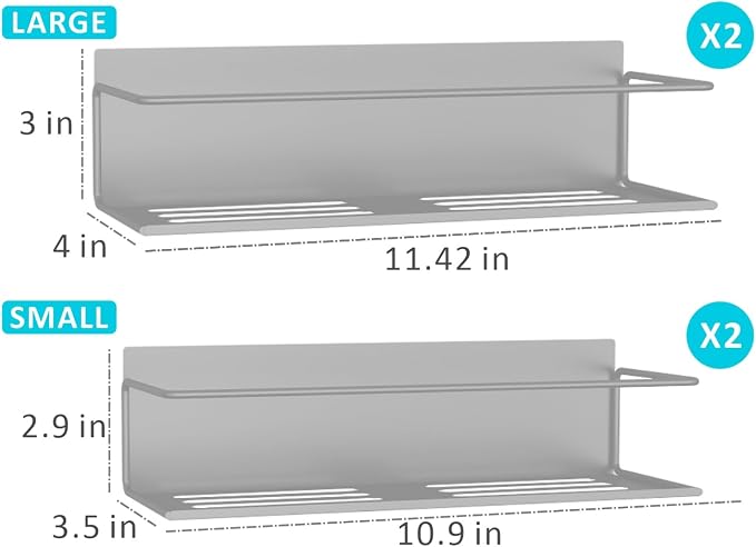 Magnetic Spice Rack For Refrigerator, Space Saving Magnetic Shelf For Fridge Grey 4 Pack With Magnetic Paper Towel Holder - Image 2