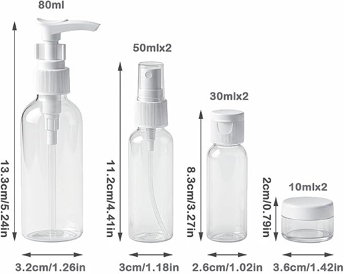 7 Pack Travel Bottles for Toiletries, TSA Approved Travel Size Containers with Toiletry Bag, Leak-Proof Liquid Containers for Shampoo, Conditioner, Lotion and Cosmetic (White) - Image 2