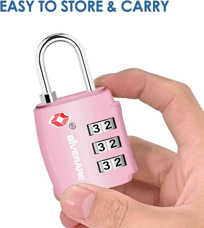 2 Pack TSA Approved Travel Luggage Locks, Combination Lock Alloy Body, Keyless 3-Digit Padlocks, Travel Sentry Accepted Compatible Padlock for Gym Locker, Golf Bag Case, Backpack, Black-by GIVERARE - Image 3