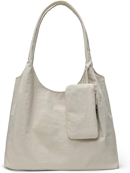 Women's Nylon Tote Bag with Zipper for Work - Medium Lightweight Soft Slouchy Hobo Bag for Women,Shoulder Handbag & Purse by XZYLYFlagship
