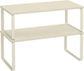 SONGMICS Cabinet Organizer Shelf, Set of 2 Spice Rack, Kitchen Storage | Kitchen Counter Storage Spice Rack, Steel, Bamboo, Cream, BYSTRO Collection UKCS200W02 by Unknown