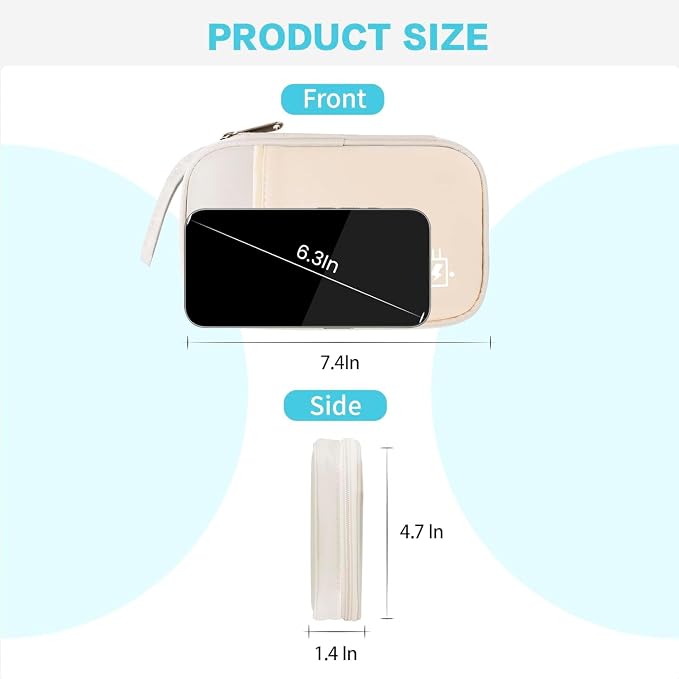 Lcsmaokin Electronics Travel Organizer,Portable Waterproof Electronic Travel Storage Bag for Small Charging Cord Storage,Charger,Small Electronics,SD Card etc,for Travel,Business -Beige - Image 3