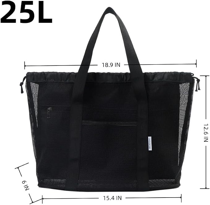 Mesh Beach Bag tote for women men cruise travel essentials swim pool towel bag for family vacation foldable must haves | foldable - Image 4